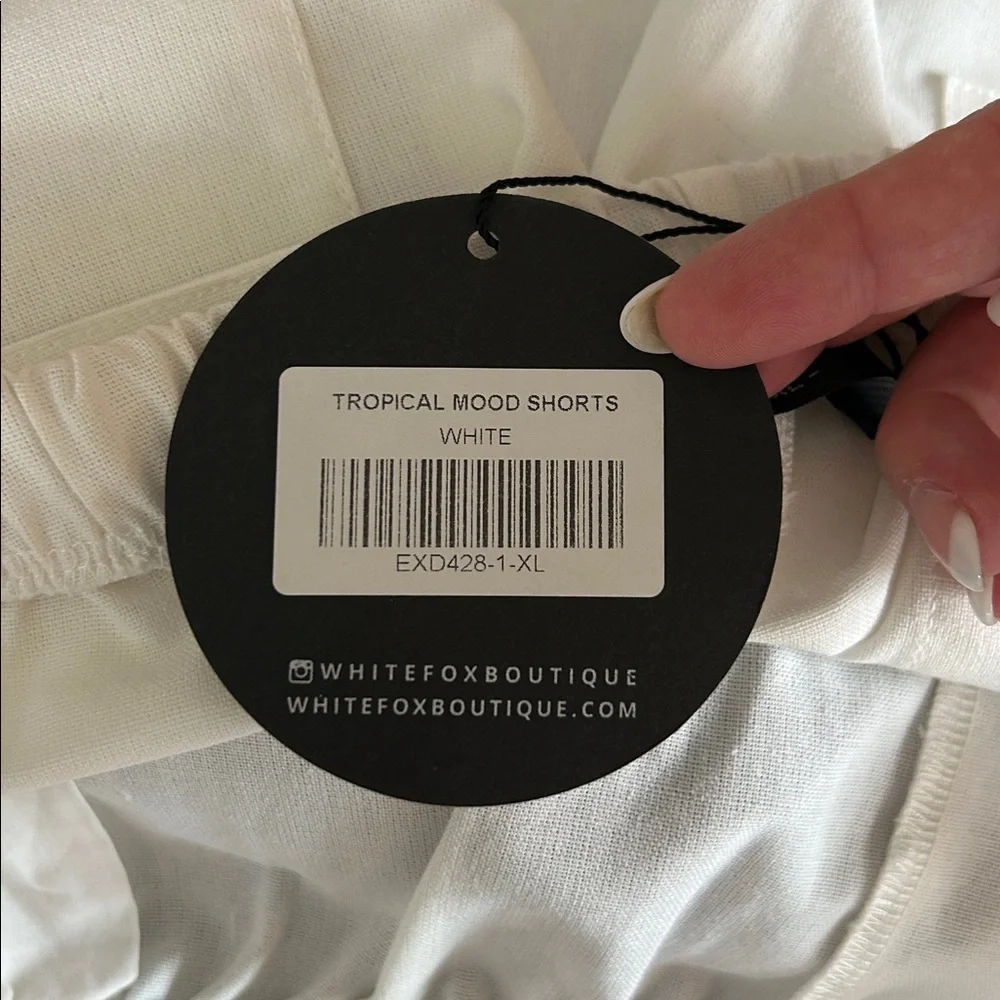 White Fox Tropical Mood Shorts Size XL White Cotton Linen‎ - Picture 8 of 9